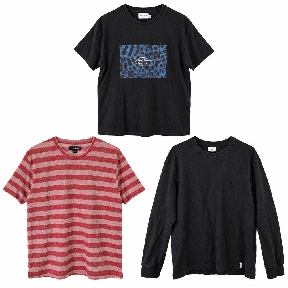 Mixed Brands Lot of 3 Men's L T-Shirts Topman Treasure & Bond Cotton Long Sleeve